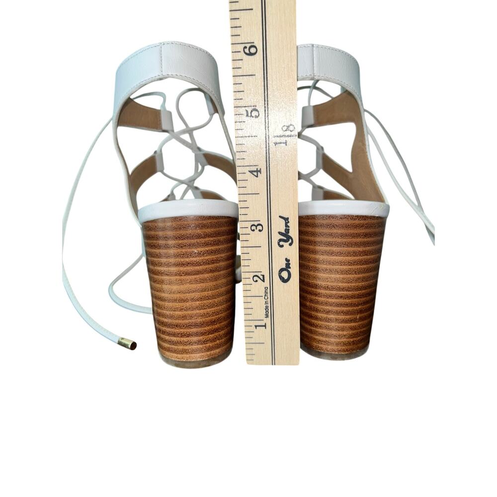 COACH Larissa Leather Lace-Up City Sandals Chunky Heel White Sz 8 Gladiator - Picture 9 of 13